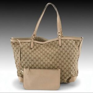 VINTAGE Gucci Tan Monogram Tote Bag